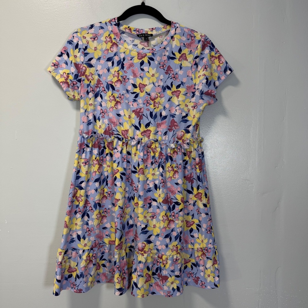 As U Wish Floral Babydoll Dress Blue Yellow Pink Mini A427401K35 Girlhoodcore